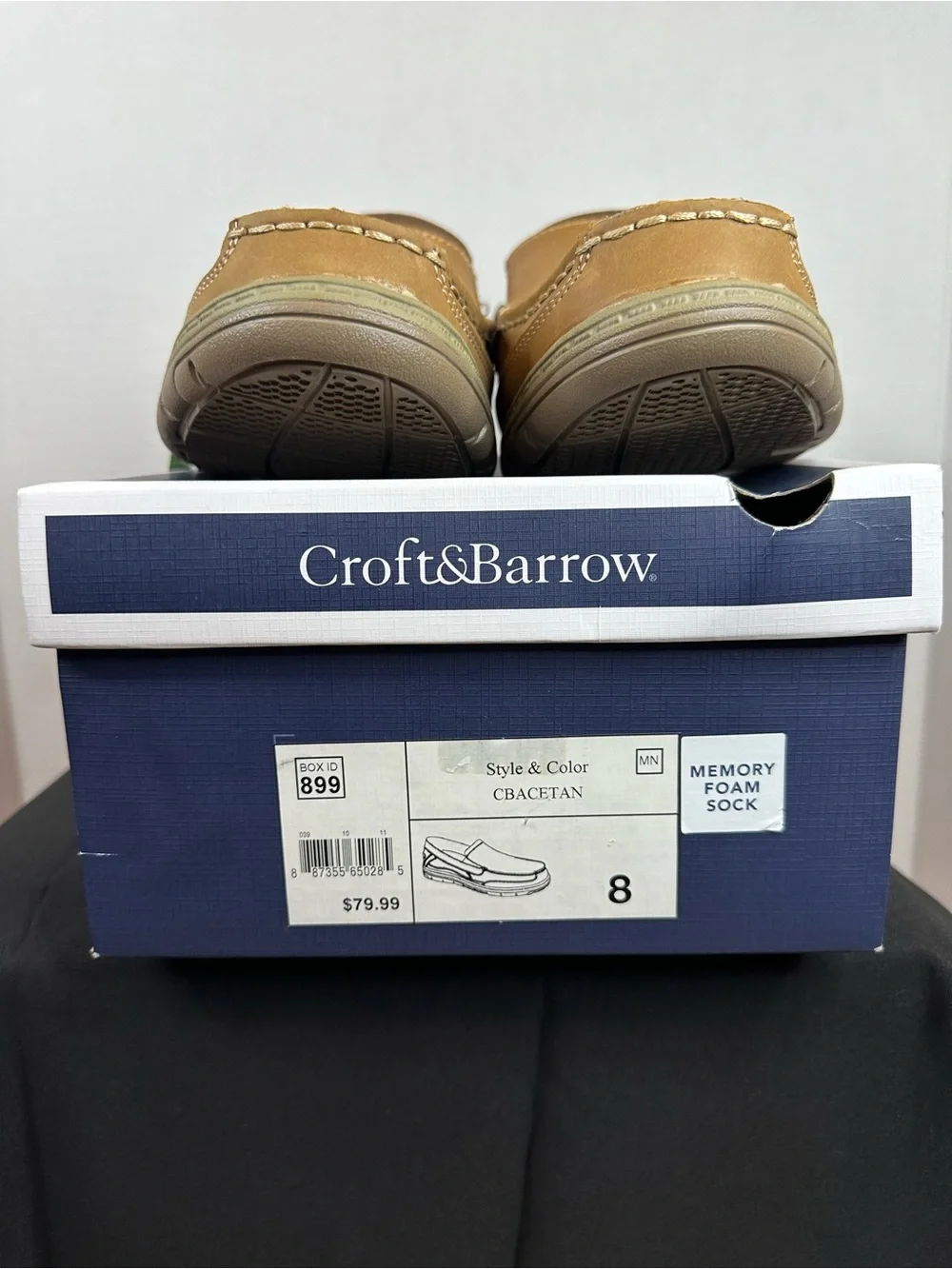croft & barrow Tan Leather Slip-On Men's Loafers, memory foam, size 8
